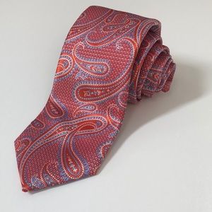 David Donahue Orange and Blue Paisley Tie